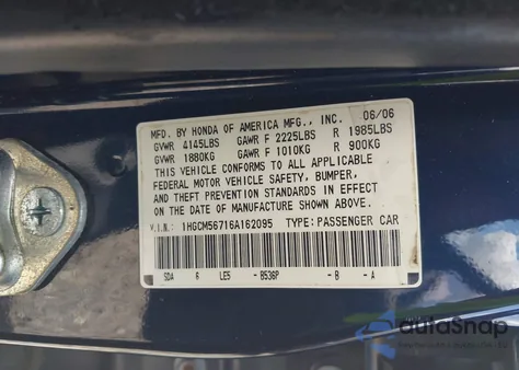 2006 Honda Accord 2.4 Ex z USA, uszkodzony, nr VIN 1HGCM56716A162095